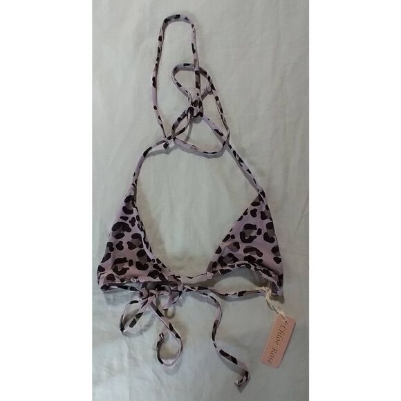 Chloe Rose Size XS Purple Cheetah Print String Bikini Top Micro Triangle - Picture 1 of 3